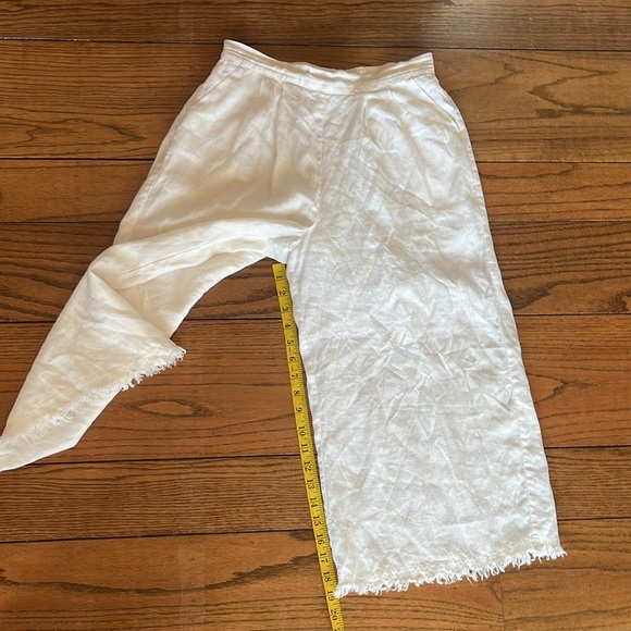 RESET by Jane White Wide leg Cropped Raw hem Linen Pants Size M - Picture 6 of 12
